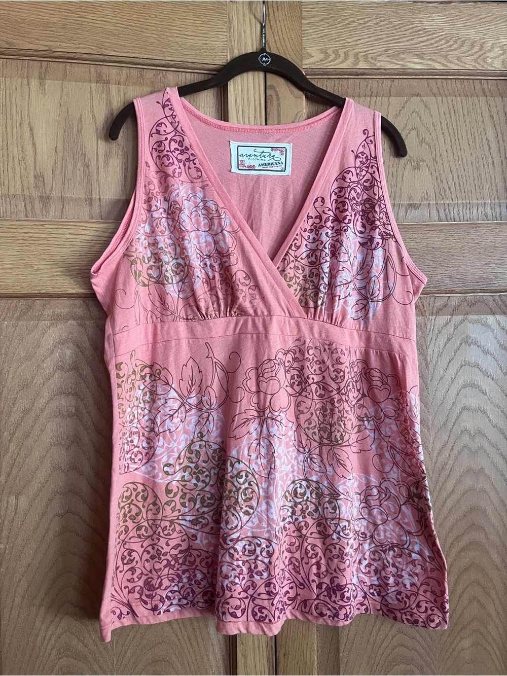 Aventura Peach Floral Print V-Neck Tank Top